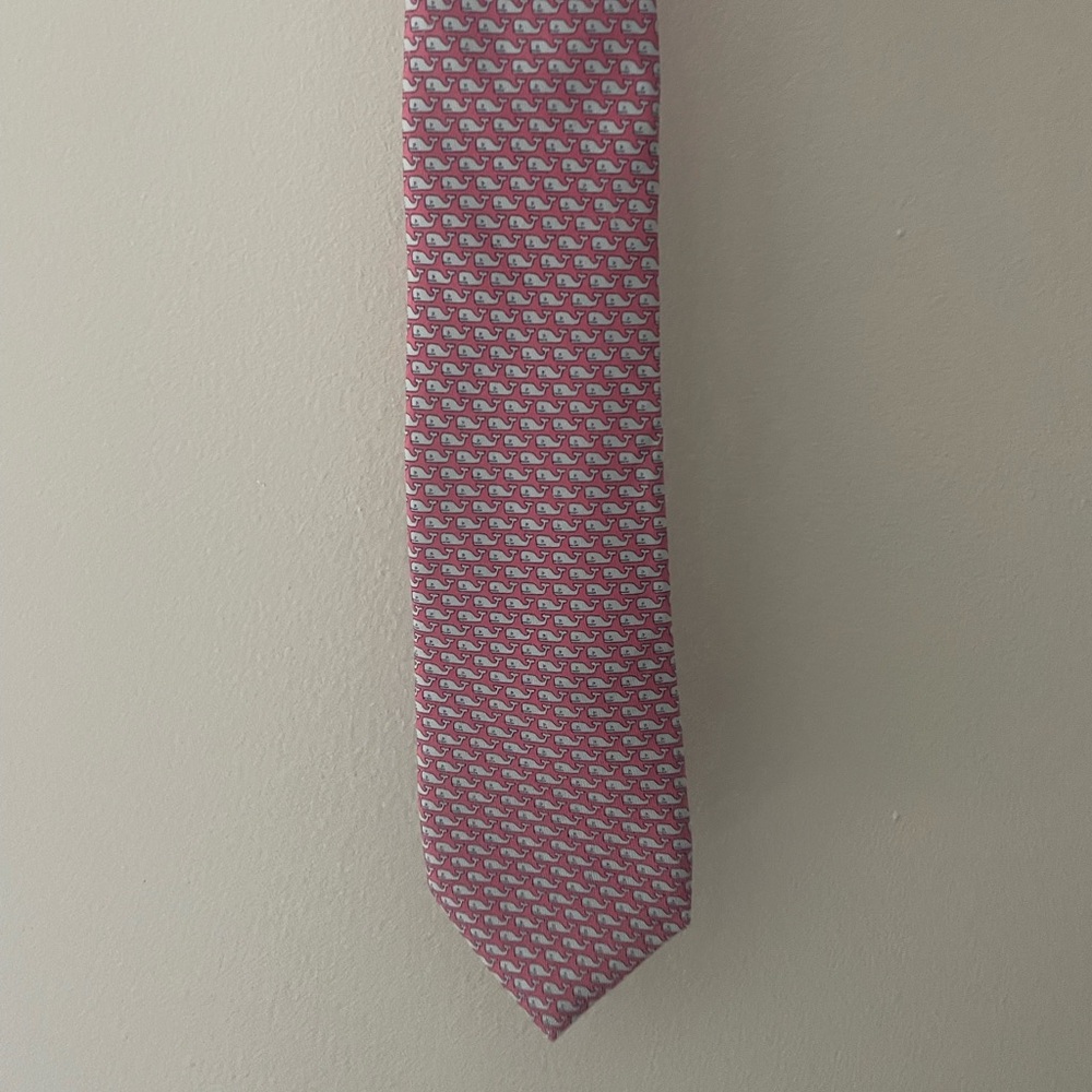 Vineyard Vines Pink and Blue Patterned Tie with Whales